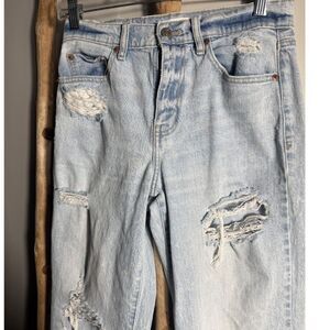 Daze Tough Love Jeans Womens 25 Light Wash Distressed Ripped Straight Leg Denim